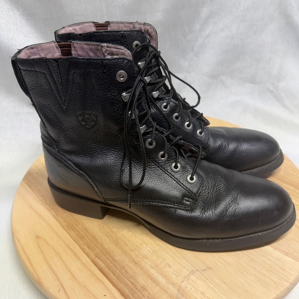 ARIAT Heritage Lacer Black Leather Western Paddock Boots 9B
